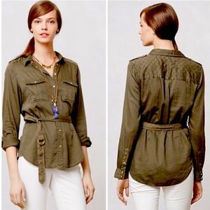 Anthropologie Maeve Aveiro safari shirt, olive